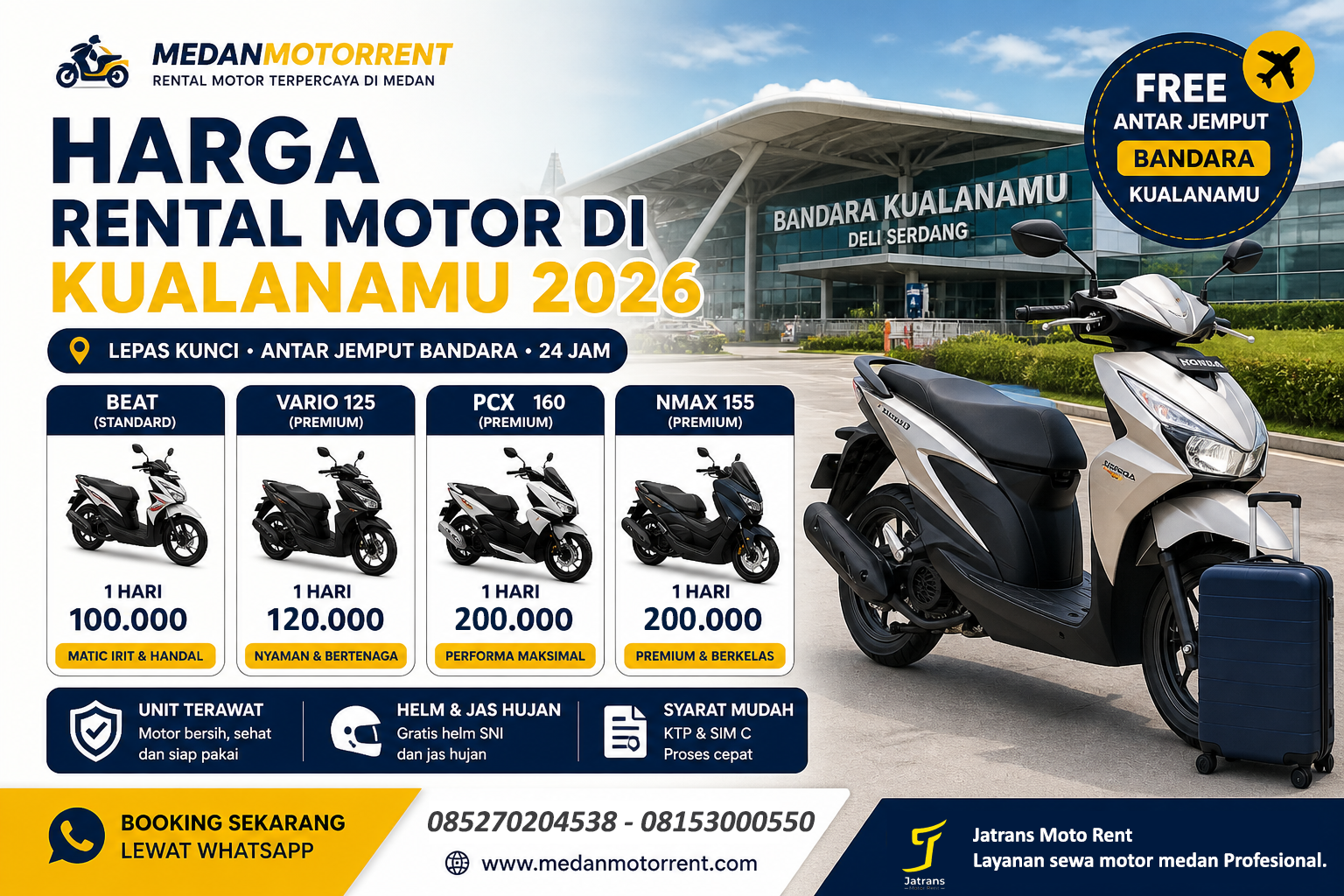rental motor di bandara kualanamu